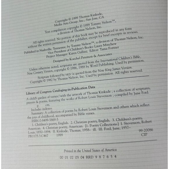 Thomas Kinkade A Child's Garden of Verses Hardcover 1999 VTG Poems Scripture - Picture 11 of 16
